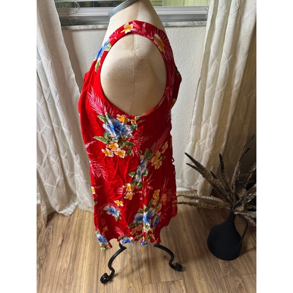 VTG Tiki Palm Hawaiian-Style Floral Rayon Button-Down adjustable Sundress XL - Picture 6 of 13